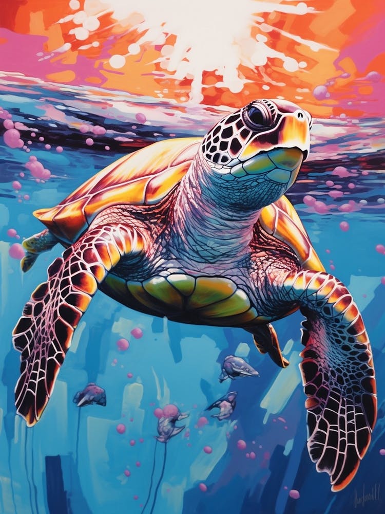 Paint Splash Sea Turtle 2