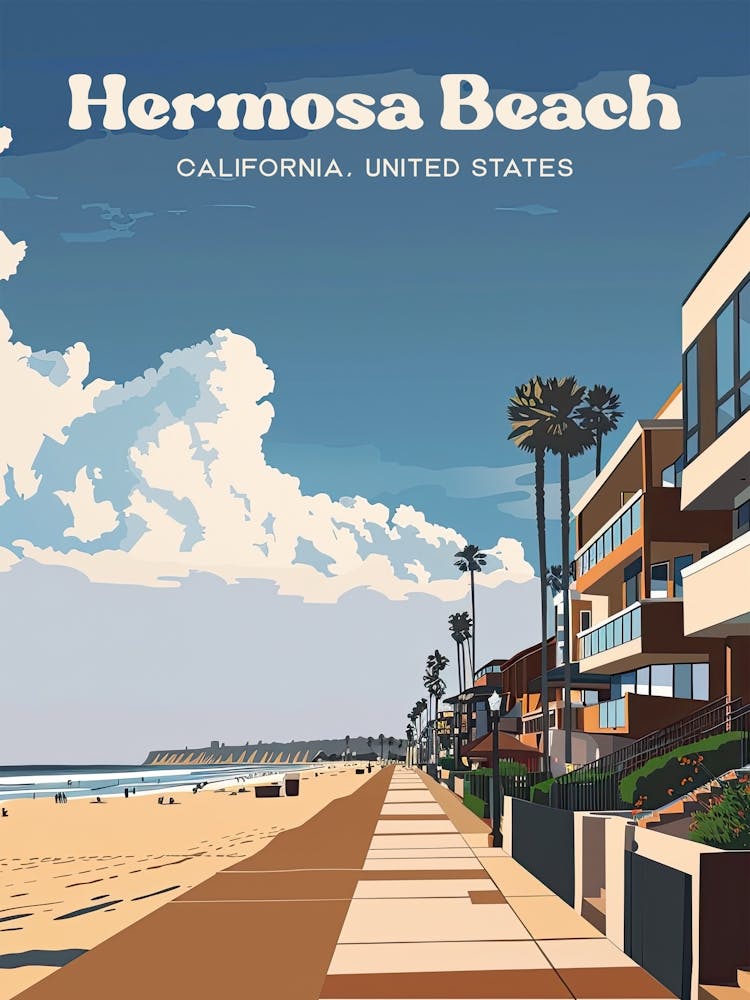 Hermosa Beach Beautiful Travel Illustration