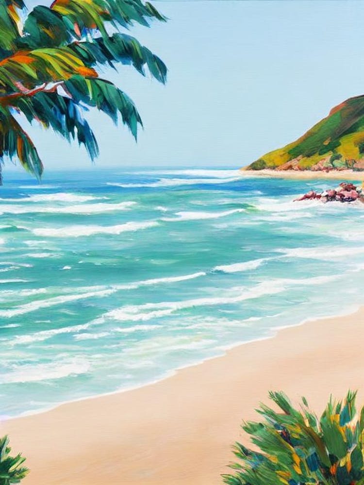 Malibu Beach, California Contemporary Illustration