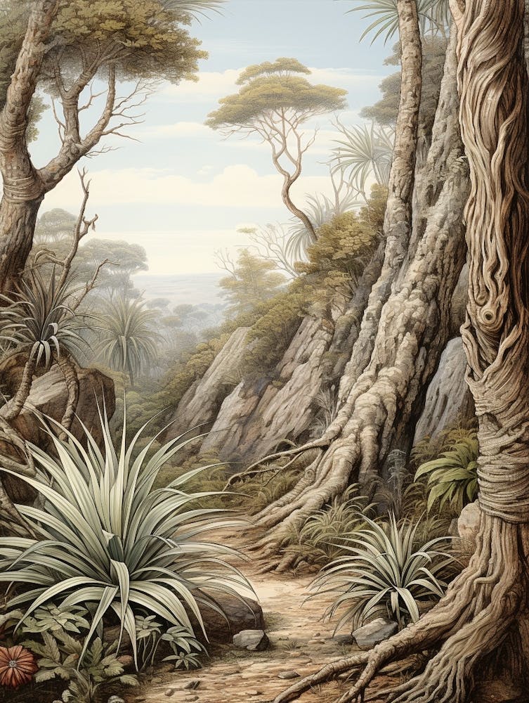 Illustration Botanique Jungle Vintage Plante Aérienne 1