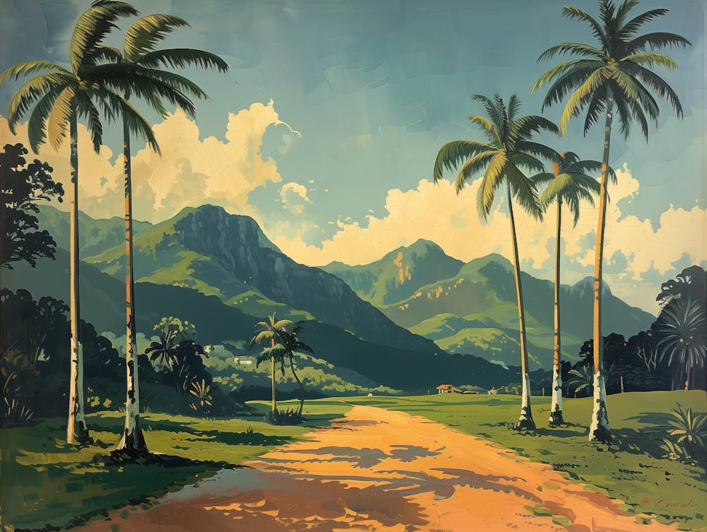 Palmiers Sur Une Route de Terre