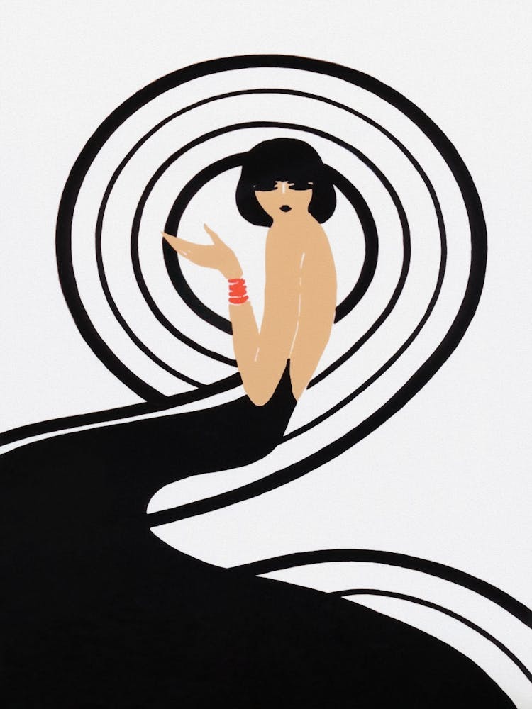 Frau In Schwarz Und Weiß Vintage Mode Poster