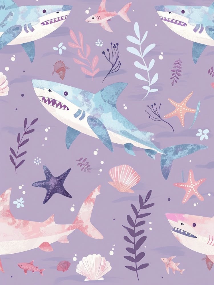 Purple Largetooth Cookiecutter Shark Illustration 2