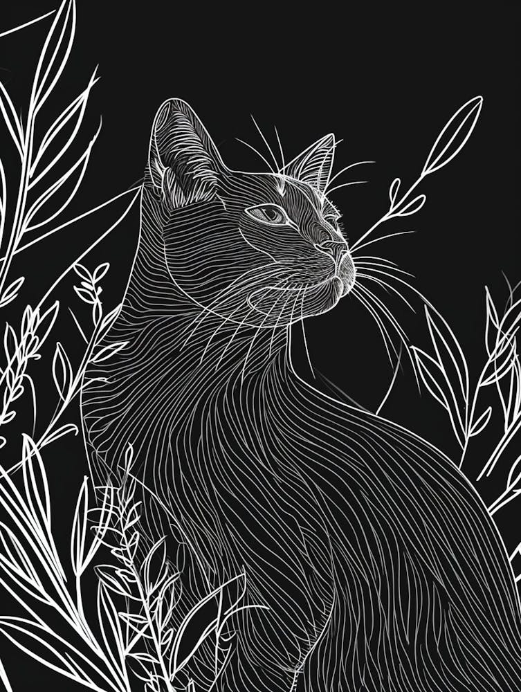 Colorpoint Shorthair Cat Minimalist Illustration 2