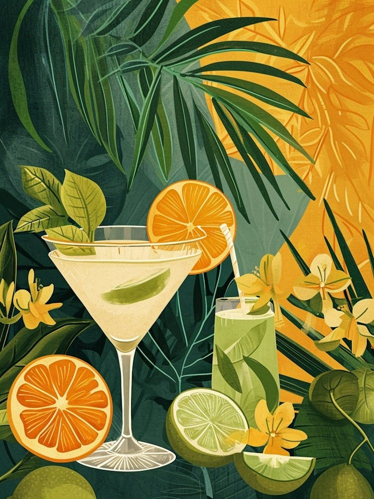 Orange & Lime Art Deco Inspired Cocktail 1