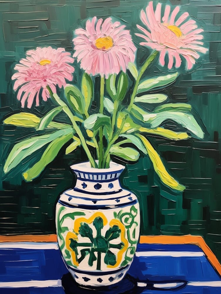 Flowers In A Vase Still Life Painting Asters 4