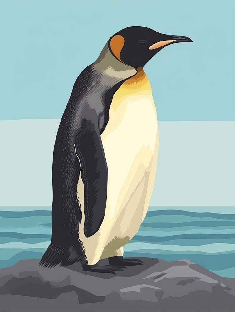 Manchot Empereur Sea Lion Island Illustration Minimaliste 4