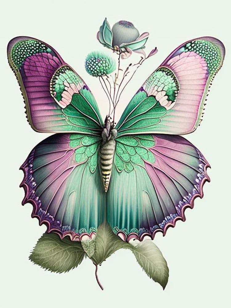 Peacock Butterfly Vintage Pastel 1