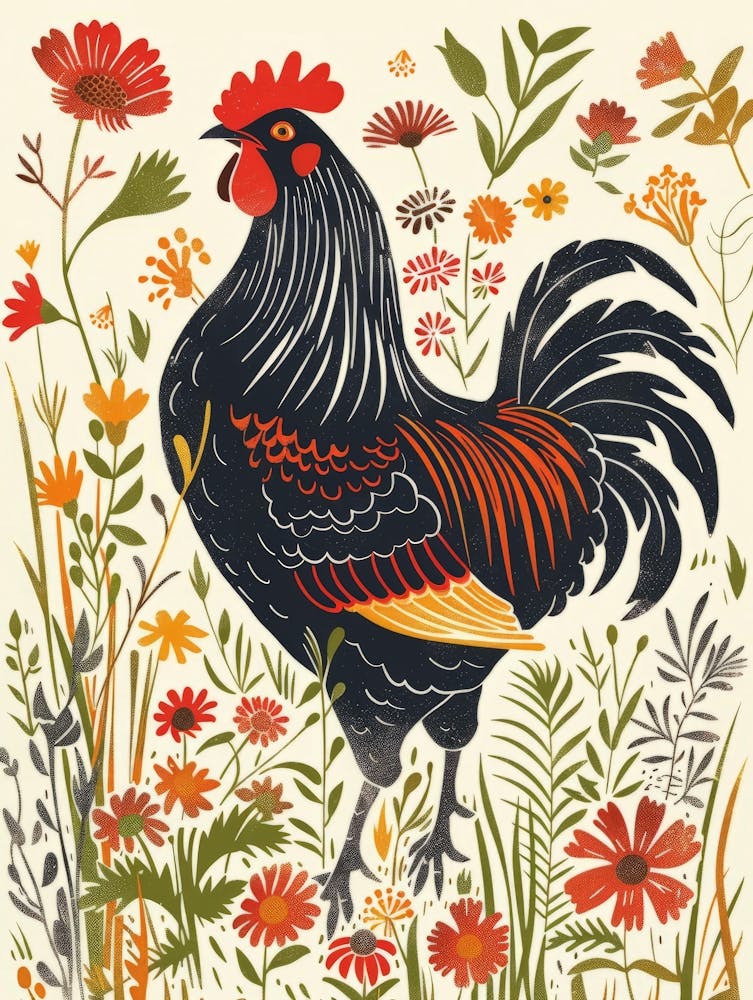 Rooster In The Meadow