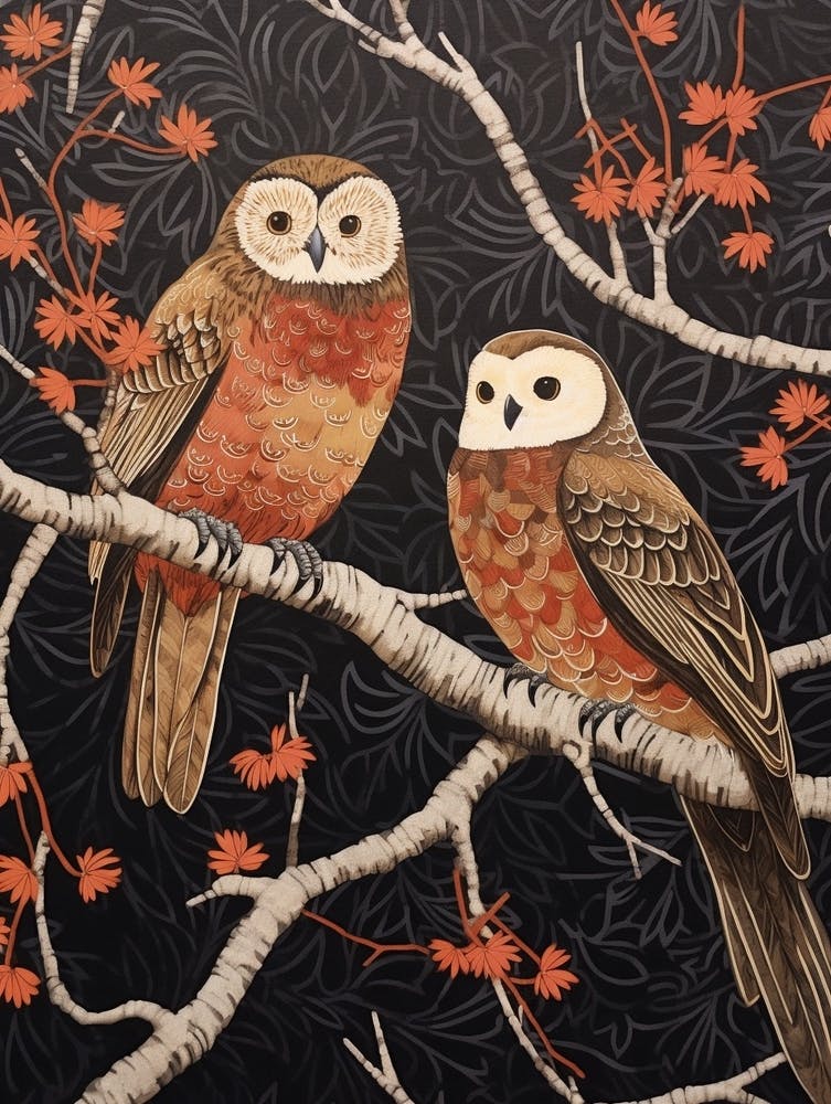 Art Nouveau Birds Poster Owl 3