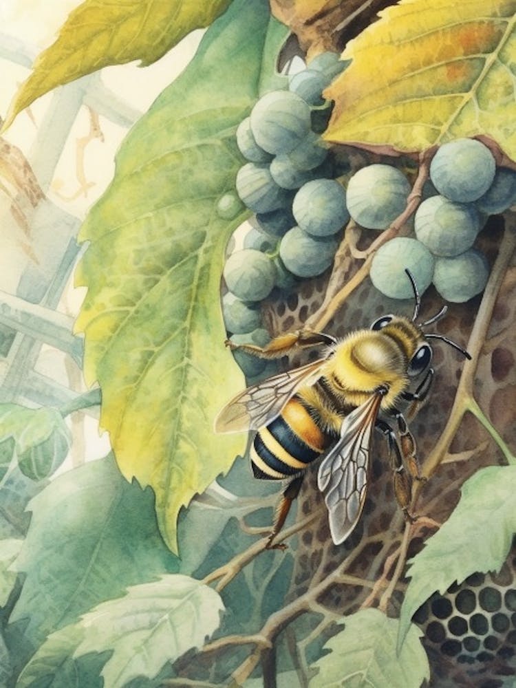 Cuckoo Leafcutter Bee Beehive Watercolour Illustration 3