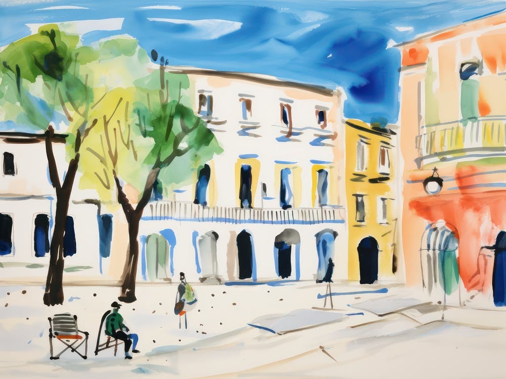 Lecce Italy Cute Watercolour Illustration 2