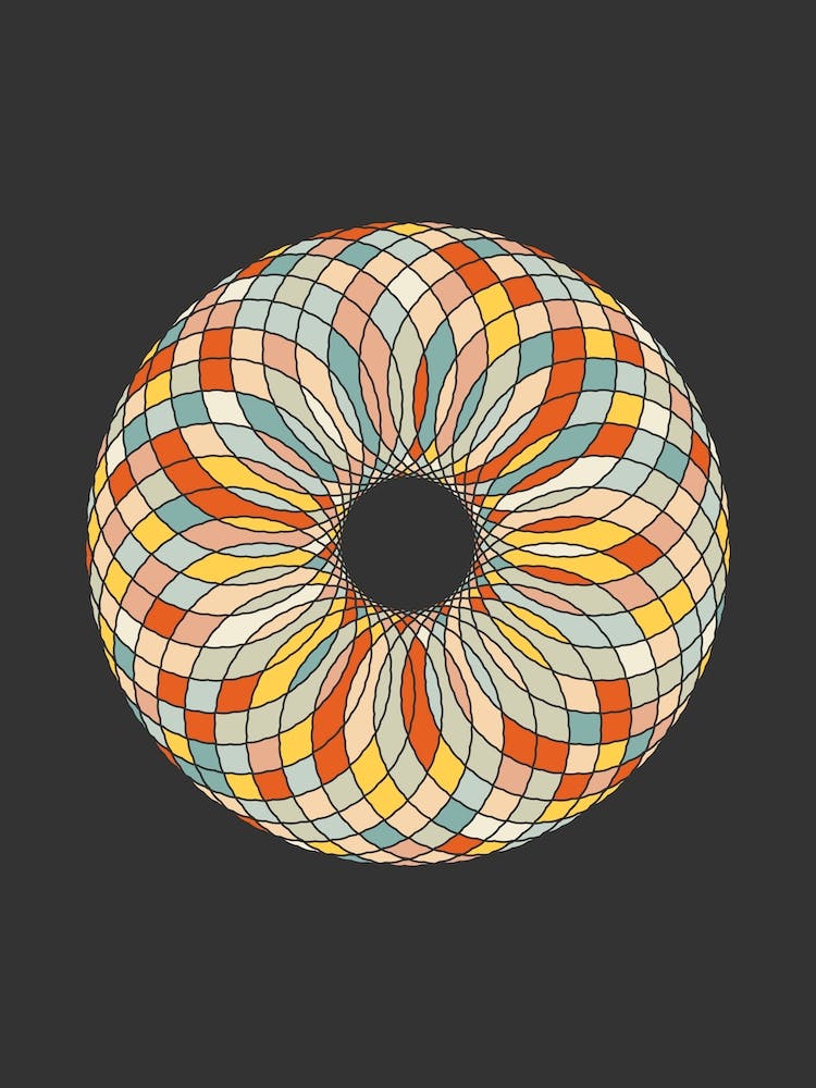 Mosaic Stained Glass Wavy Doughnut Abstract Minimal