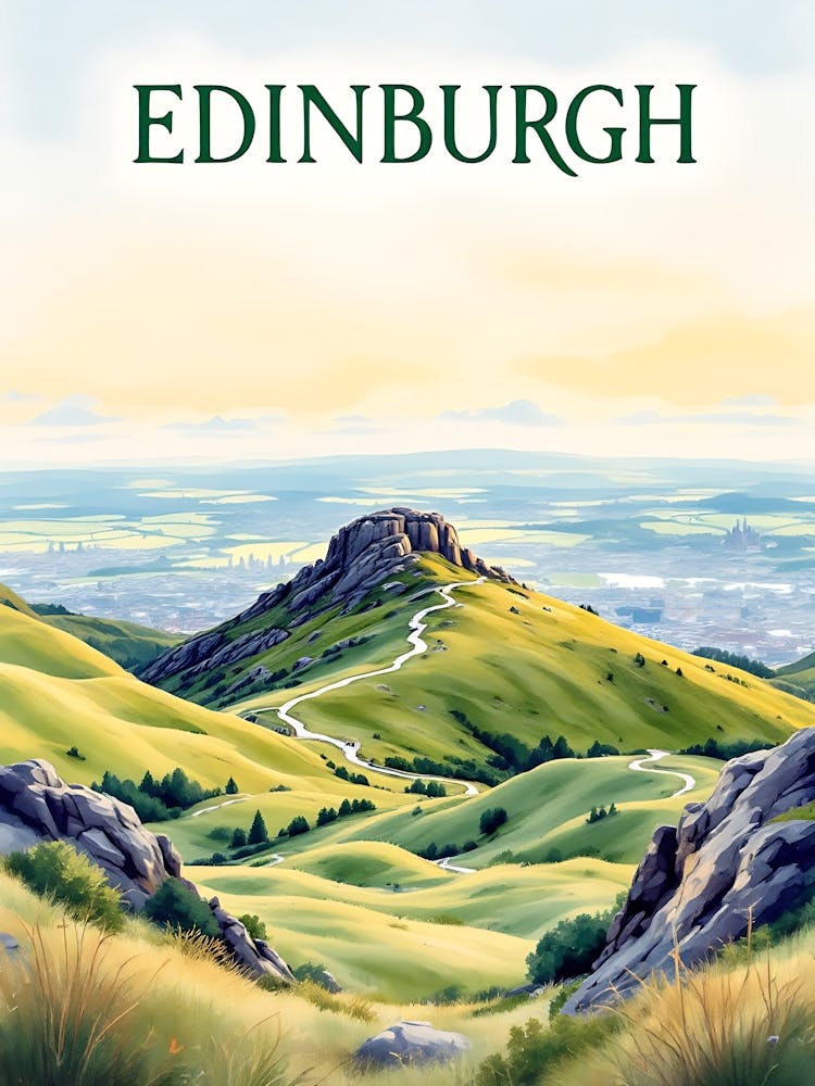 Edinburgh Watercolor Vintage Travel V 03