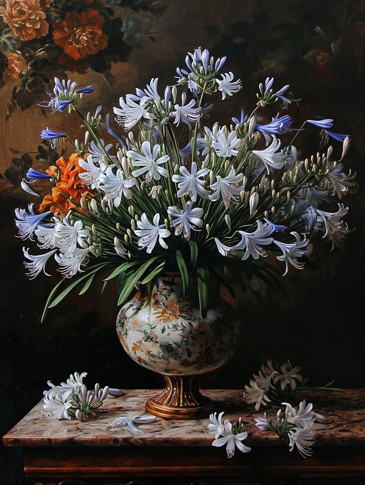 Baroque Floral Still Life Agapanthus 1