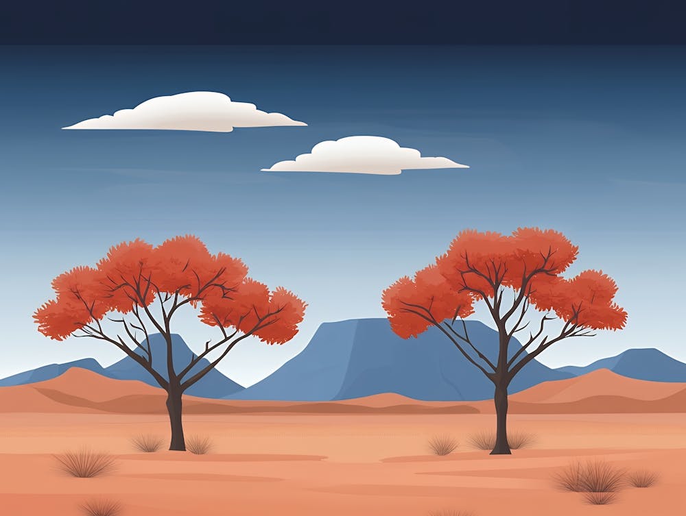 Red Trees In The Desert