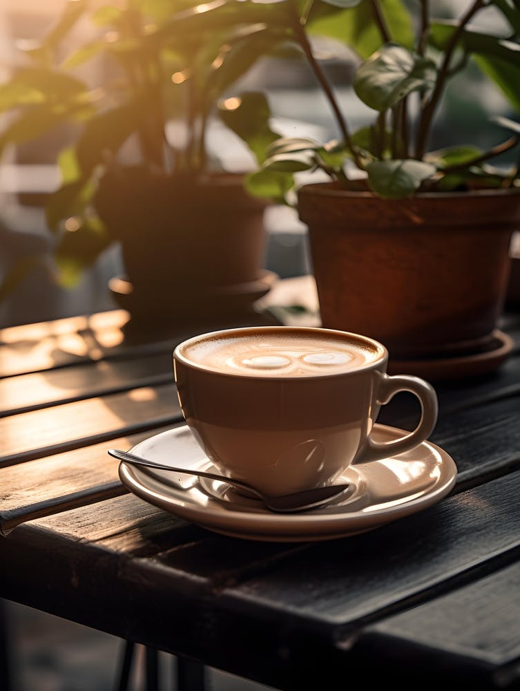 Coffee Cup On A Balcony Table