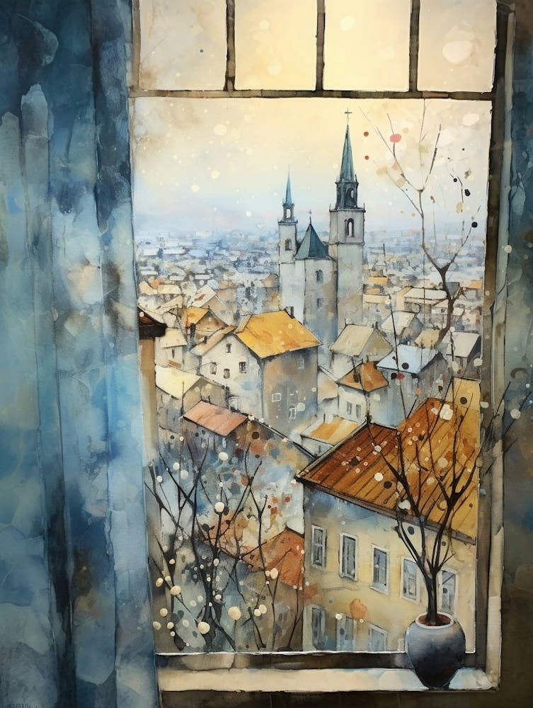 Winter Cityscape Prague Czech Republic 5