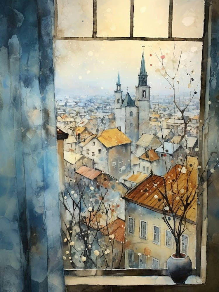 Winter Cityscape Prague Czech Republic 5