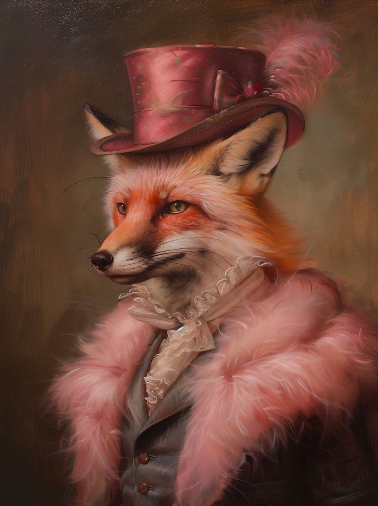 Victorian Animal Portrait, Royal Fox Vintage Print, Dressed Animal Altered Art Painting, Renaissance Animal Printable Art, Animal Lover Gift