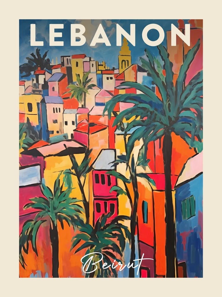 Beirut Lebanon 2 Fauvist Painting  Travel Poster