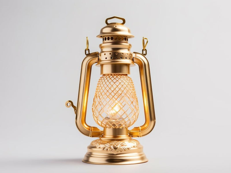 Lantern Vintage Light Lamp Old Fashioned Antique Golden Glass Metal Shiny