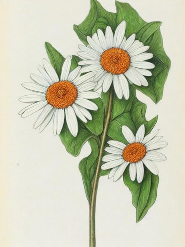 Daisies Vintage Botanical Flower