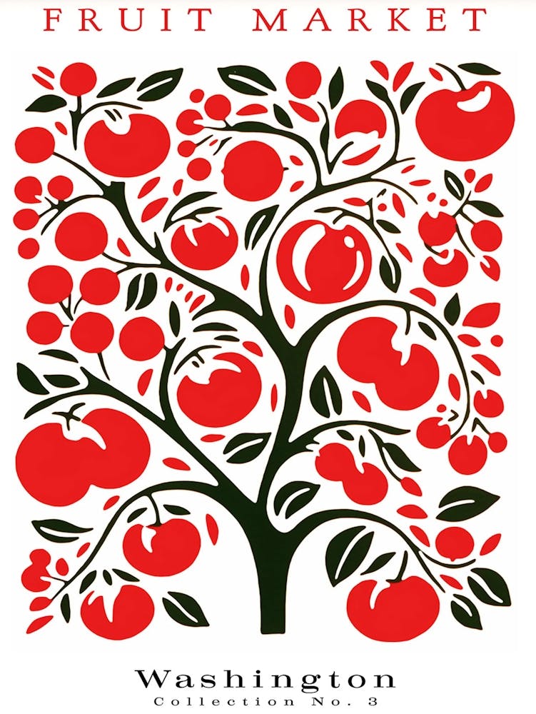 Apple Fruit Poster Gift Washington Market