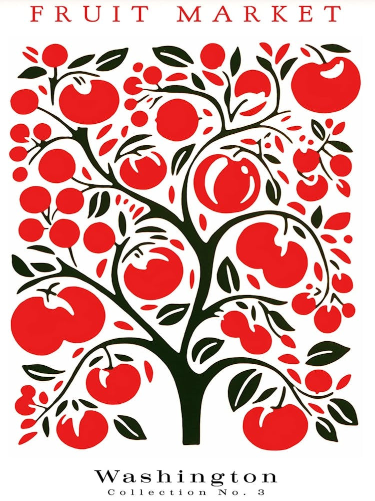 Apple Fruit Poster Gift Washington Market