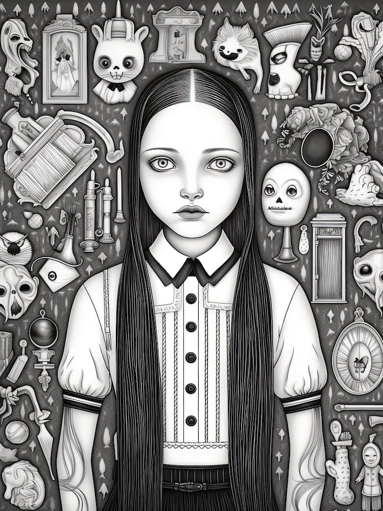 Wednesday Addams World Line Art 3 Fan Art