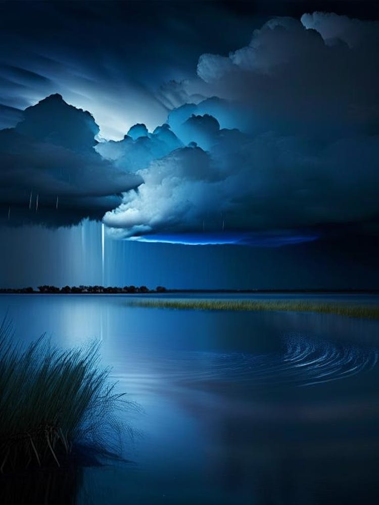 Paysage aquatique sous la pluie - Photographie 1