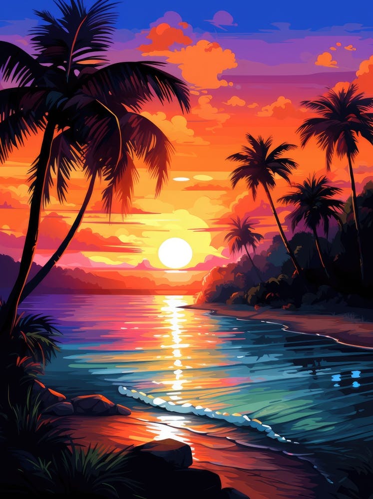Sunset Beach Painting