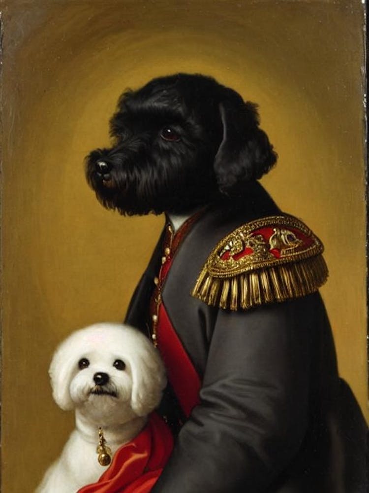 Bichon Frise Renaissance Portrait Oil Painting