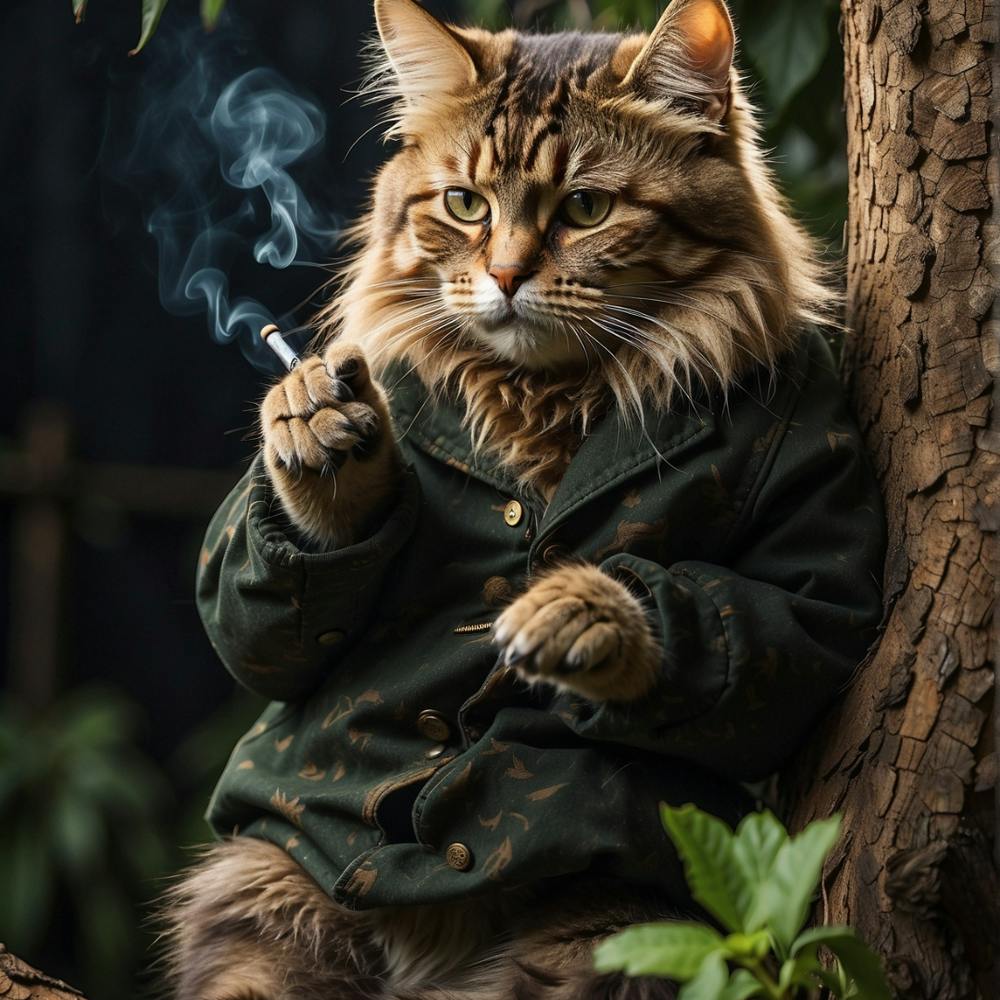 Cat Smoking A Cigarette
