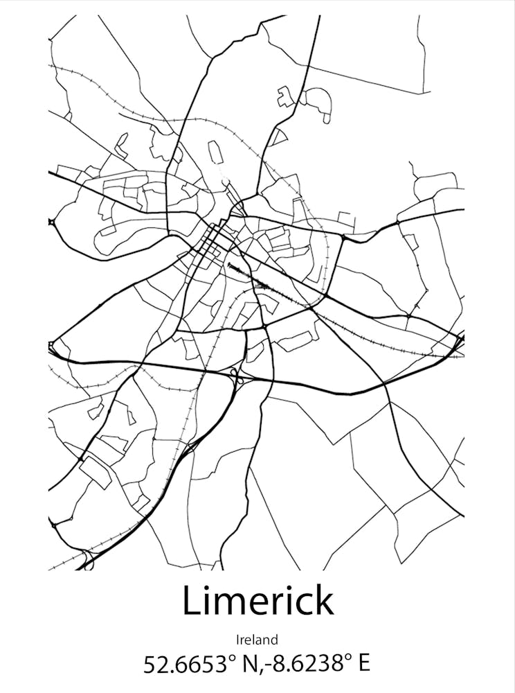 Limerick,Ireland Minimalist Map
