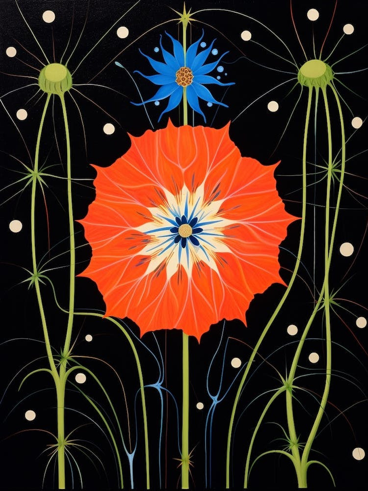 Nigella 4 Hilma Af Klint Inspired Flower Illustration
