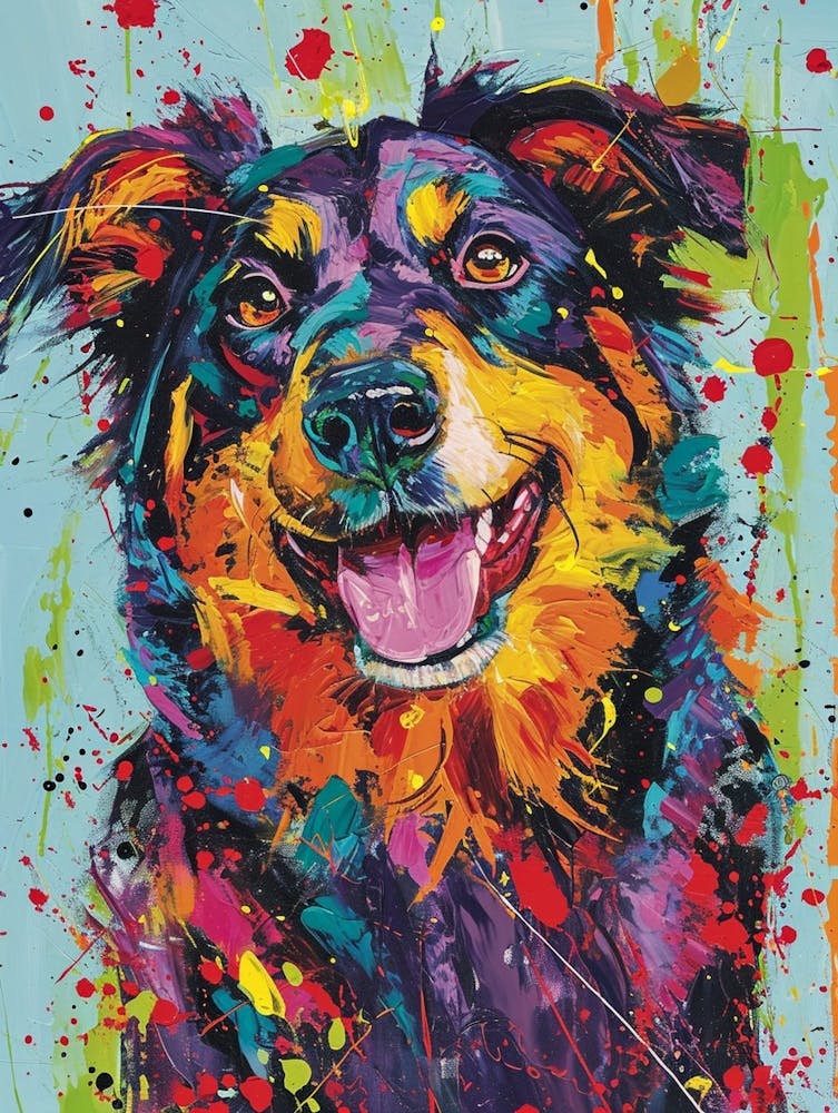 Australian Shepherd Dog  Acrylic Painting 12