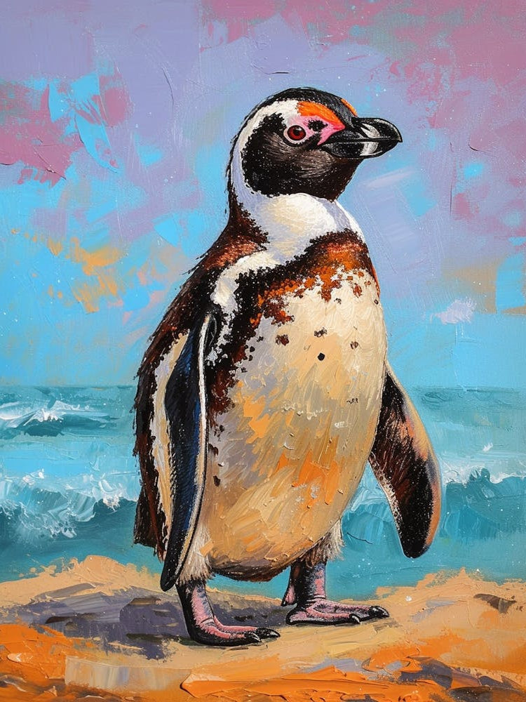 African Penguin Zavodovski Island Oil Painting 1
