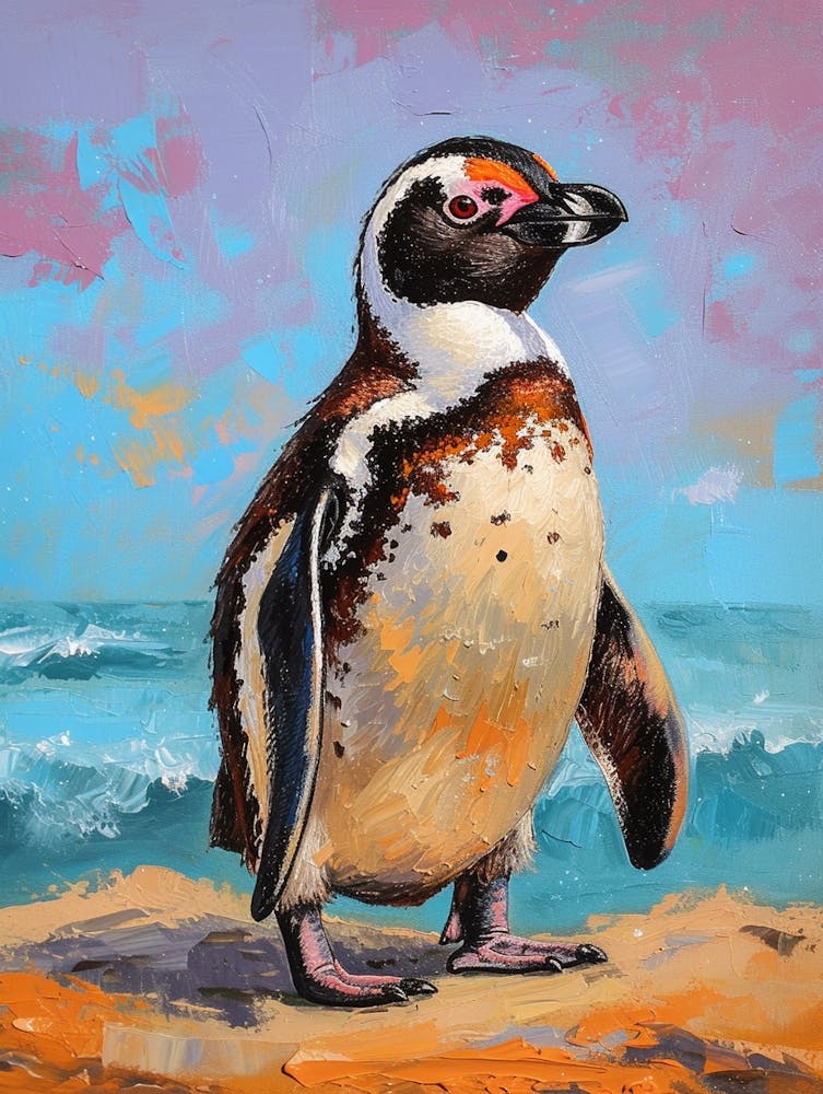 African Penguin Zavodovski Island Oil Painting 1