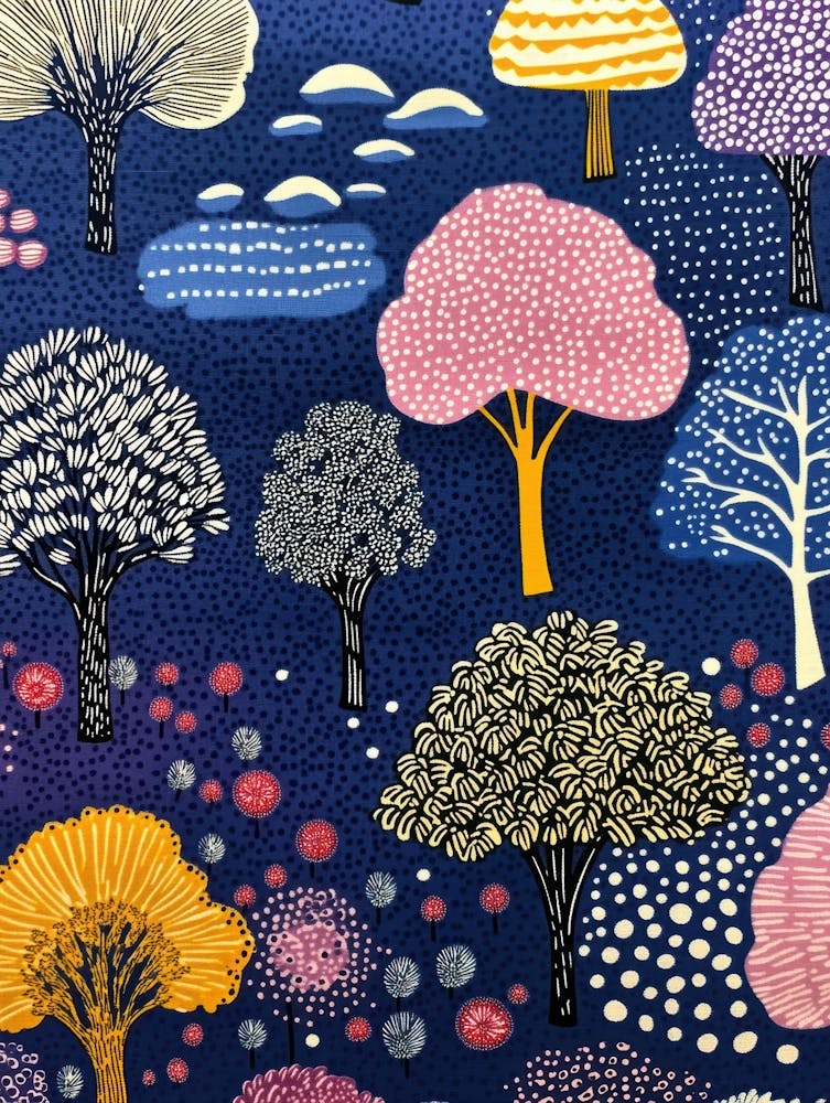 Trees On A Blue Background 1