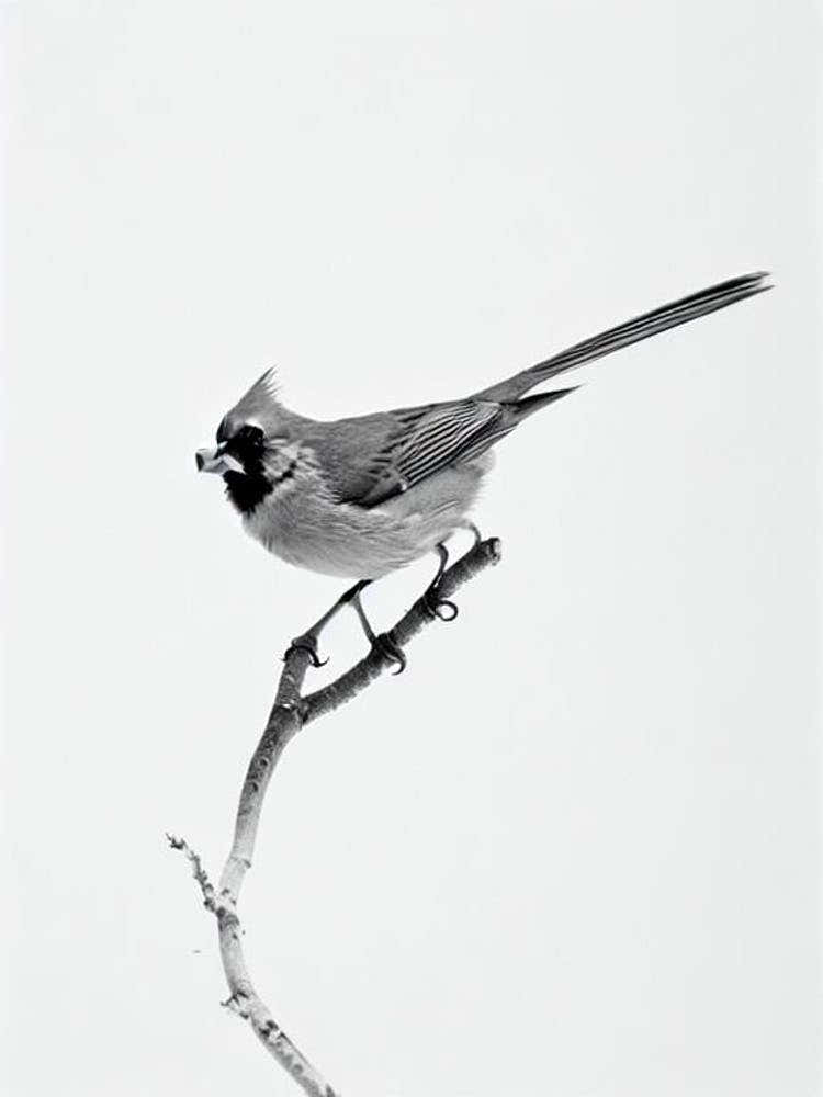 Cardinal B&W Pencil Drawing 1 Bird