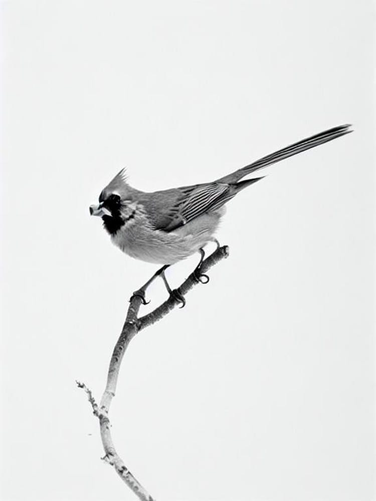 Cardinal B&W Pencil Drawing 1 Bird
