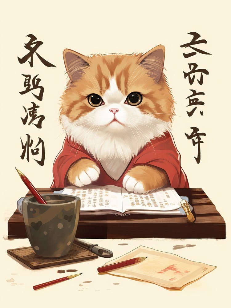 Kawaii Cat Drawings Writing 4