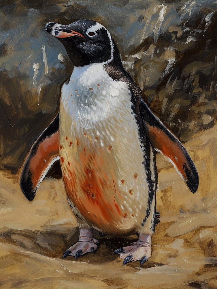 Adlie Penguin Deception Island Oil Painting 4