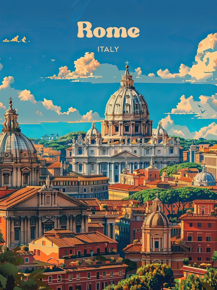 Rome Italy Cityscape Digital Travel Art