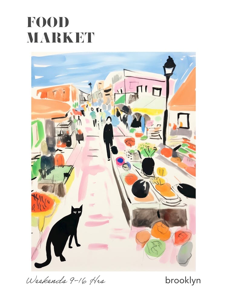 The Food Market In Brooklyn 4 Illustration Poster