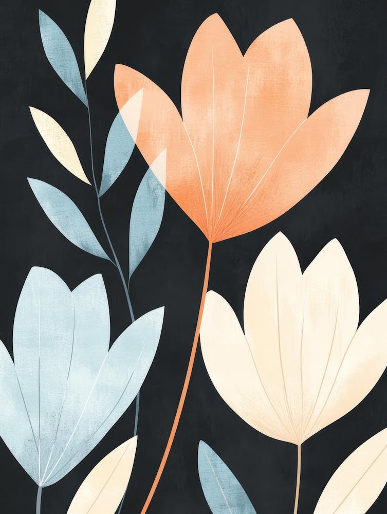 Flowers On Black Canvas Print