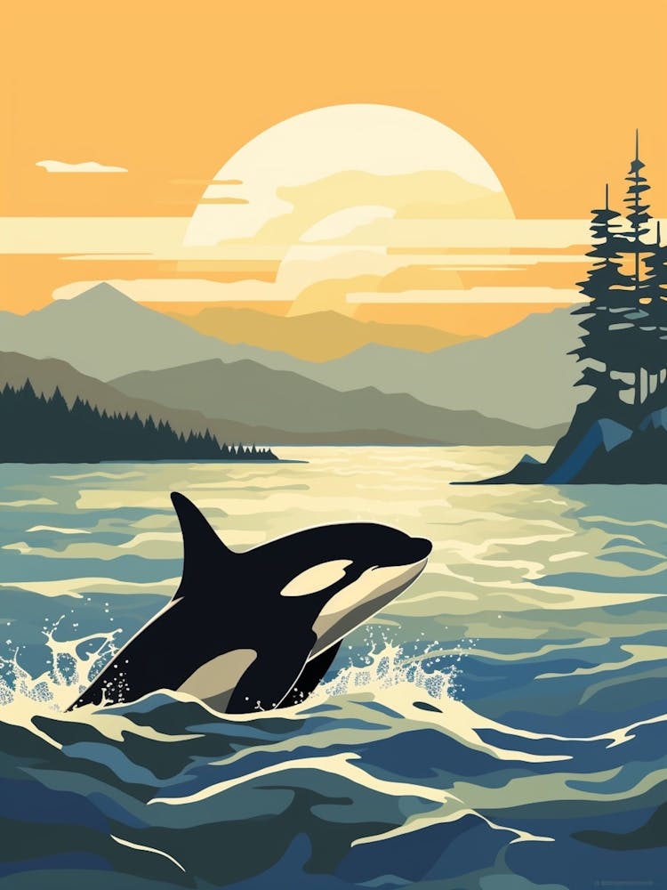 Clean Graphic Design Illustration Of Orca Whale