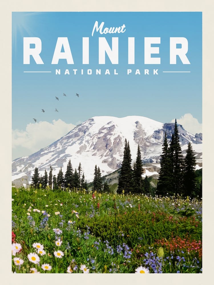 Mount Rainier Travel Poster