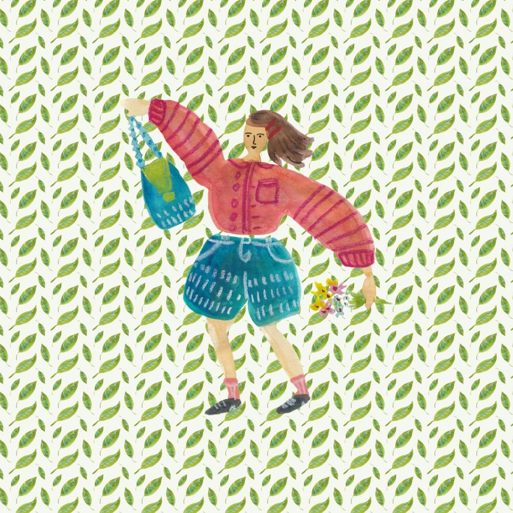 Sunday Shopping Girl in the Fall - green